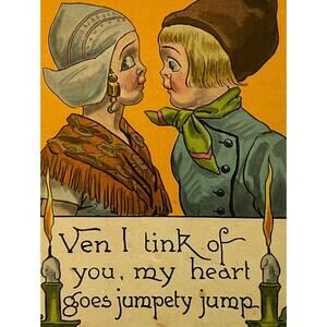 Antique 1913 Ephemera Postcard Theochrom Series Sweet Note Dutch Girl Boy Posted